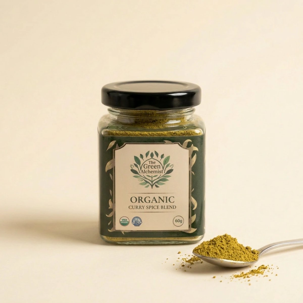 TGA Organic Curry Spice Blend Powder in Glass Bottle, 120g